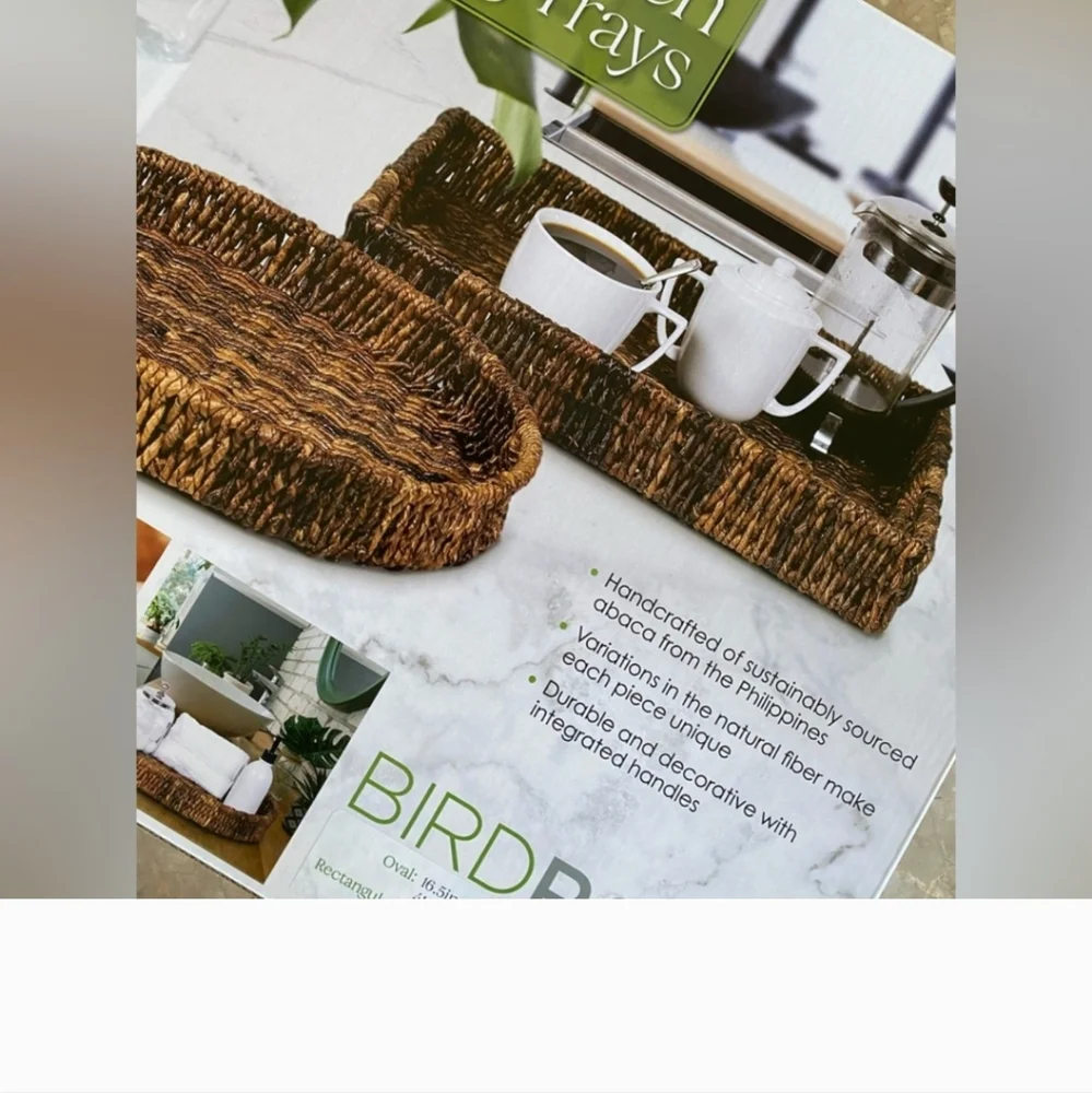 Birdrock Home Handwoven Serving Tray (2-piece set) New